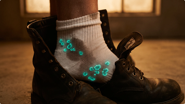 Sweaty feet are exactly what fungus wants.
